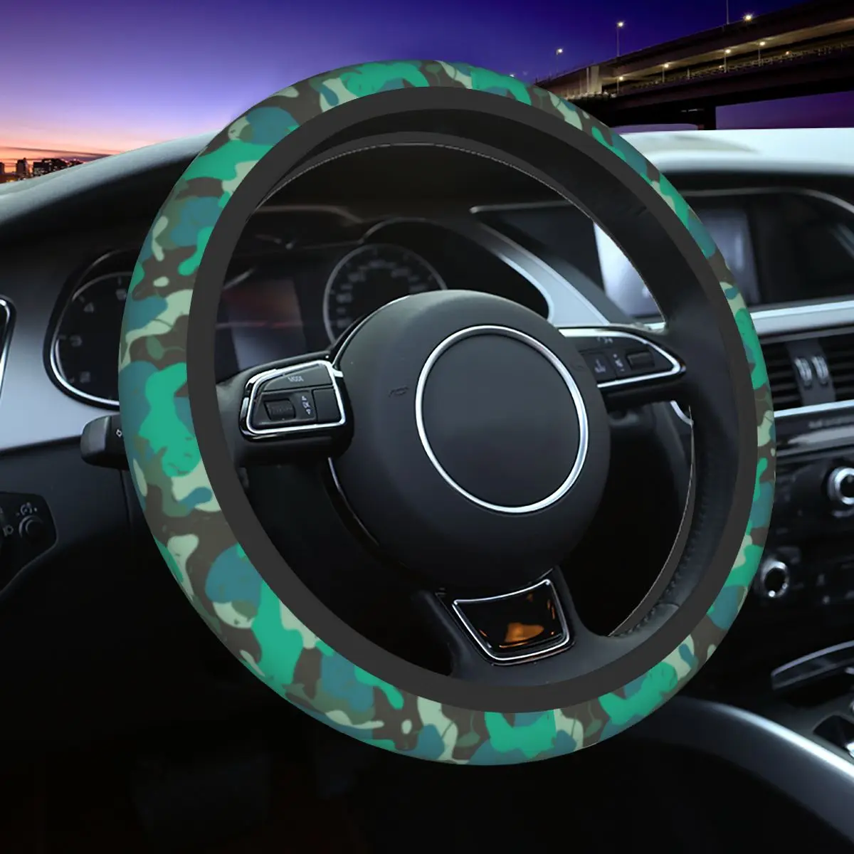 

38cm Car Steering Wheel Covers Splintertarn German Camouflage Soft Army Auto Decoration Colorful Steering-Wheel Accessories