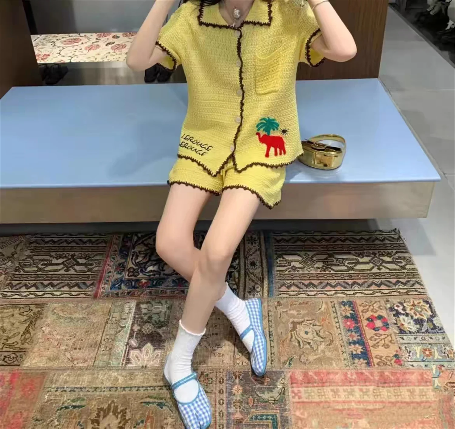 Tabi Split-toe Мэри Джейн Небесно-Голубой Галстук Хлопковые Балетки на плоской подошве