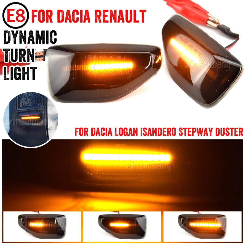 

2pcs LED Dynamic Side Marker Turn Signal Light For Dacia Logan II 2012 Sandero II 2012 Duster 2018 Amber Indicator Repeater Lamp