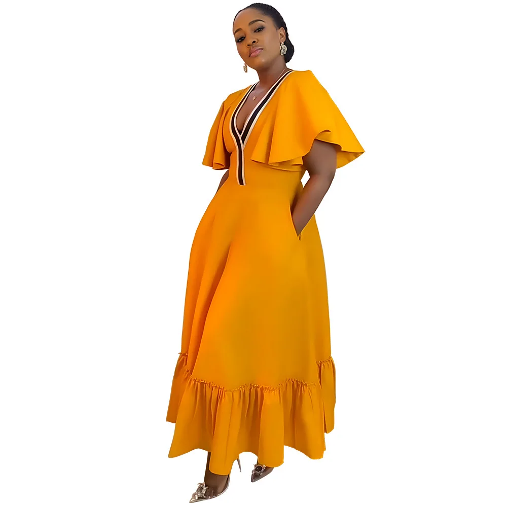 Африканские платья женские Дашики с V-образным вырезом модные плиссированные