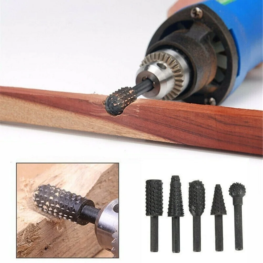 

5PCS 1/4'' Shank DIY Drill Bit Set Carpentry Cutting Tools for General Building & Engineering Power Tools Rotary Grinding Head