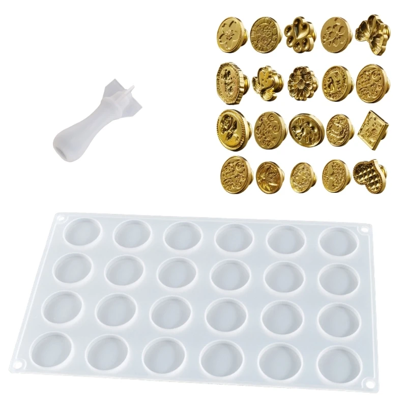 

24-cavity DIY Silicone Pad Wax Stamp Silicone Mat Seal Handle Mold Stamp Head Craft Envelope sealing Mold Wax Sealing Mold