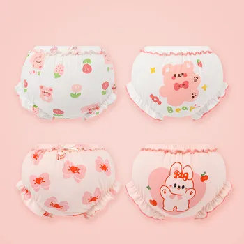 Kids Infant Baby Girls Underpants Cute Print Underwear Shorts Cotton Ruffled Briefs Trunks Glow in The Dark Toddler Underwear 1