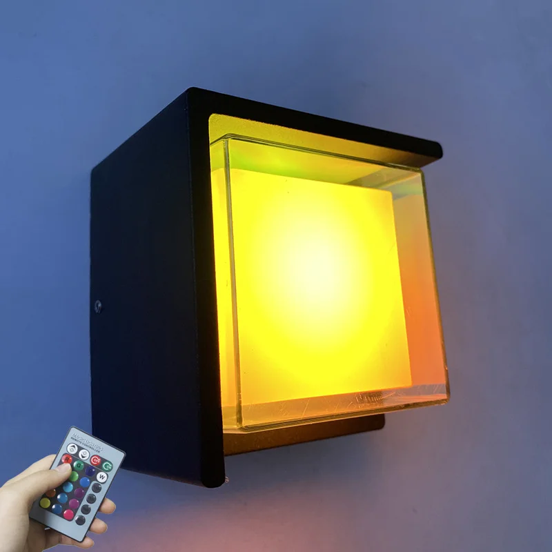 

Outdoor Wall Lamp 5W 10W RGB Remote Control Acrylic Exterior Wall Hotel Corridor Bedside Lamp Outdoor Courtyard Background Lamp
