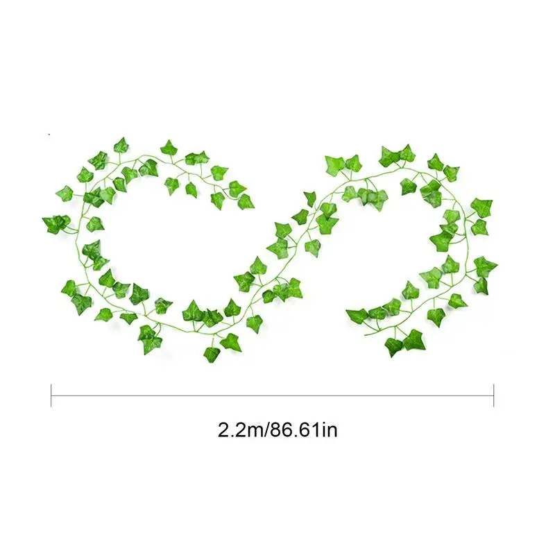 NEW 12pcs 2M Ivy Green Fake Leaves Garland Plant Vine Foliage Home Decor Plastic Rattan String Wall Decoration Artificial Plants images - 6