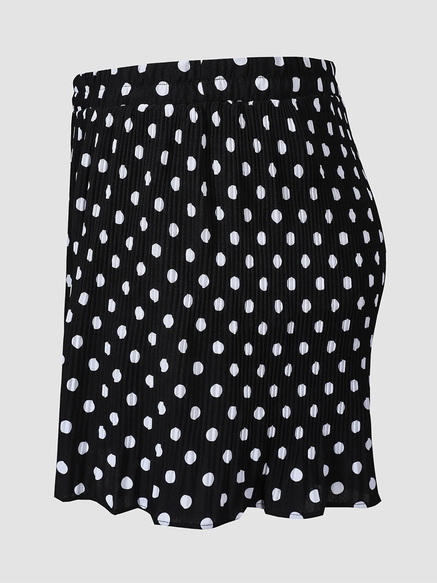 Finjani Plus Size Shorts Women Clothing Casual Polka Dot Women's Shorts Black Polyester Pants