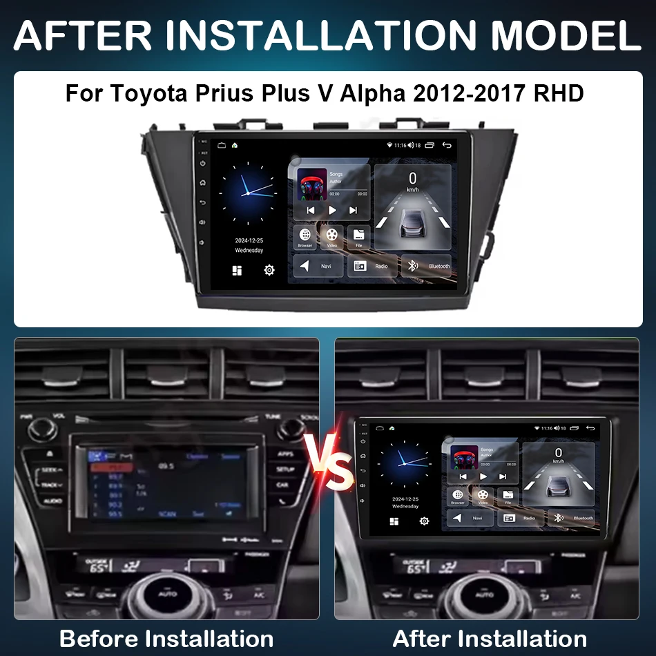 Фото Для Toyota Prius Plus V Alpha 2012-2017 (правый руль) — Автомагнитола Android 15, мультимедийный плеер, навигация GPS, 8 ГБ ОЗУ, 128 ГБ ПЗУ, беспроводной Carplay, DSP №3