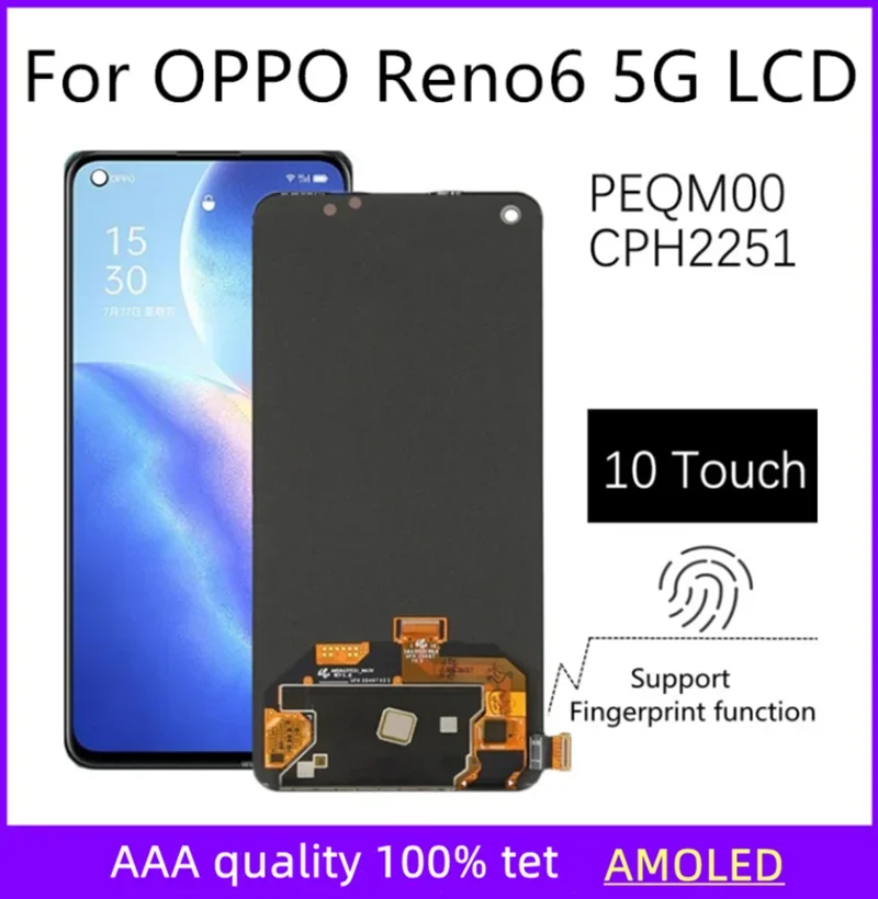 Для OPPO Reno6 5G ЖК-дисплей PEQM00 CPH2251 сменный аксессуар для сенсорного экрана в сборе Reno