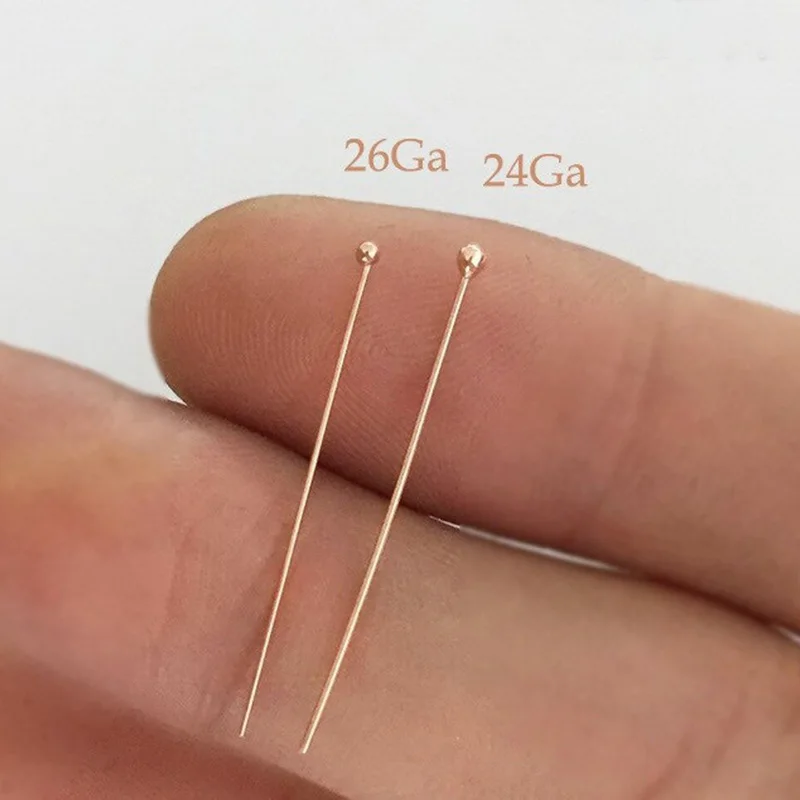 Фото Позолоченные шариковые штифты из розового золота 14K, проволока 24 калибра (0.41/0.5 мм), длина 1/1.5/2 дюйма (25.4/38.1/50.8 мм) для оптового изготовления ювелирных изделий №3
