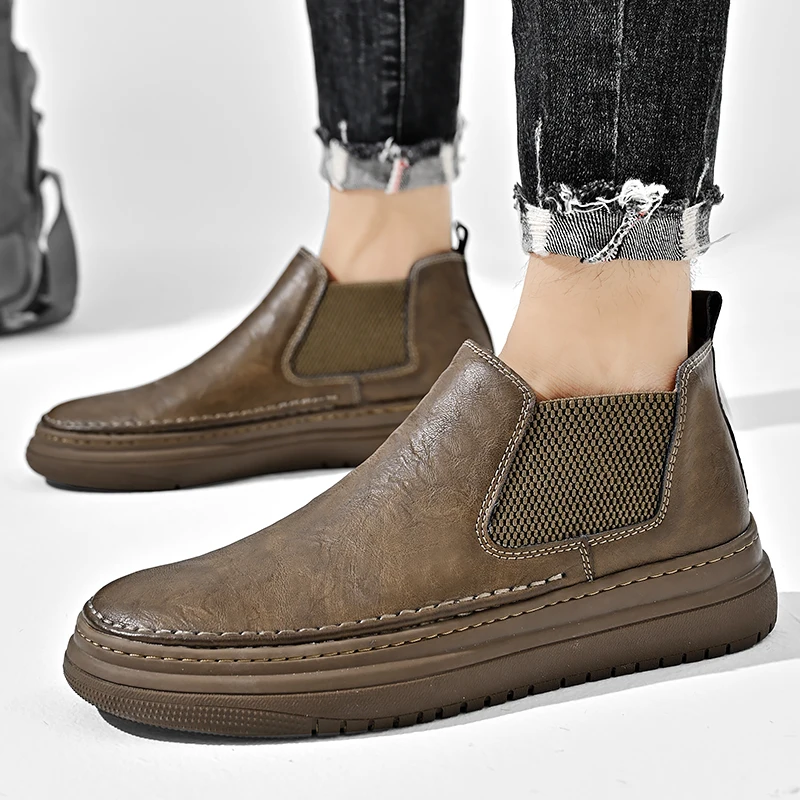 Мужские ботинки челси высокого качества модные мужские трендовые мужская обувь