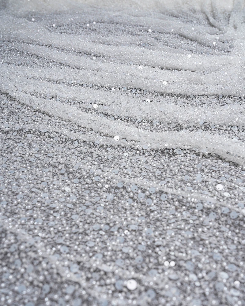 Изысканный тюль цвета слоновой кости с вышивкой и сверкающими прозрачными