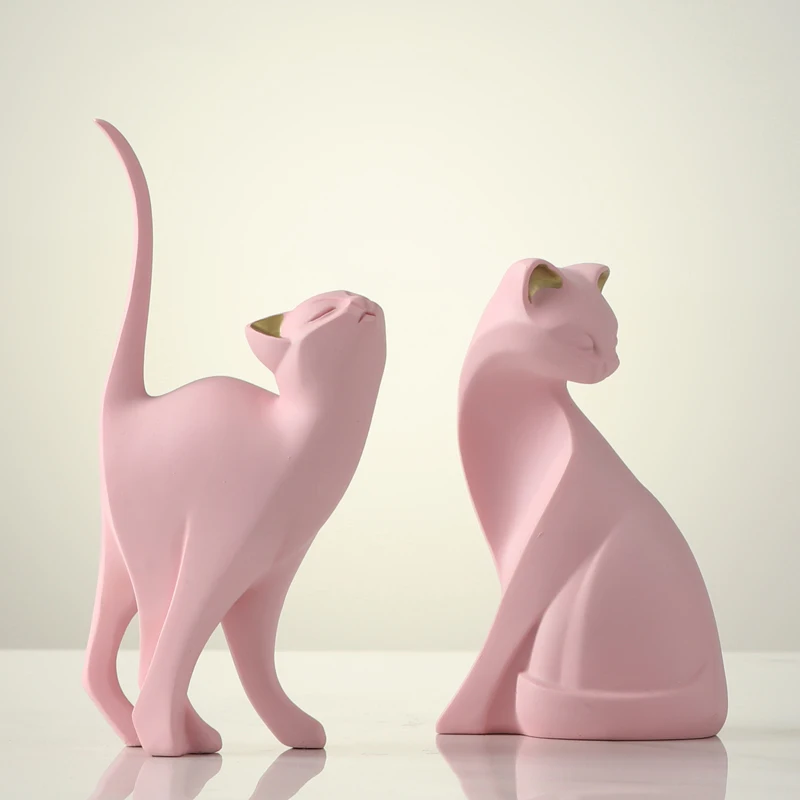 

New Arrival Pink Cat Home Decoration, Creative Cat Statue, Living Room Bedroom Desktop Decoration, Resin Sculpture Craft Gift