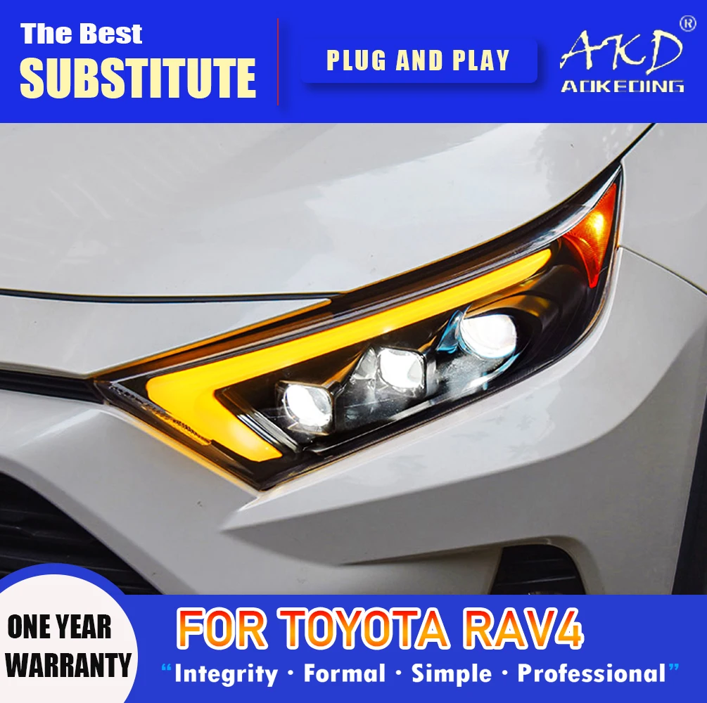 

AKD Head Lamp for Toyota RAV4 LED Headlight 2019-2022 Headlights RAV4 DRL Turn Signal High Beam Angel Eye Projector Lens