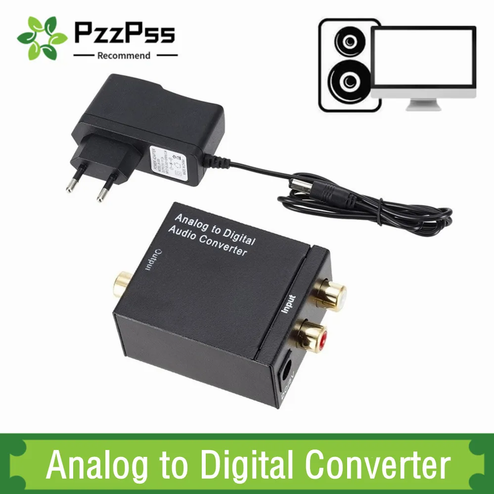 

PzzPss Analog To Digital ADC Converter Optical Coax RCA Toslink Audio Sound Adapter SPDIF Adaptor For Apple TV For Xbox 360 DVD