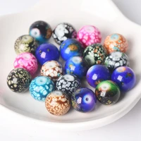 20pcs30pcs round shape 8mm 10mm imitate porcelain patterns coated opaque glass loose crafts beads for jewelry making diy