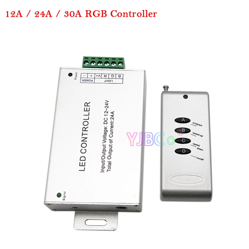 DC 12V 24V RGB LED Controller 12A 24A 30A RGB Lights Tape Dimmer Switch 4 key Wireless Remote Control for 5050 RGB LED Strip