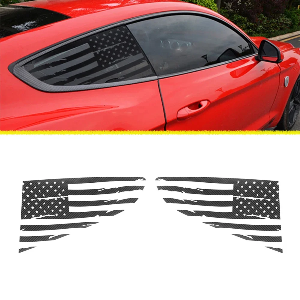 

Rear Window Triangle Glass Sticker Decal Decoration Trim Cover for Ford Mustang 2015-2022 Car Accessories PVC Carbon Fiber Look