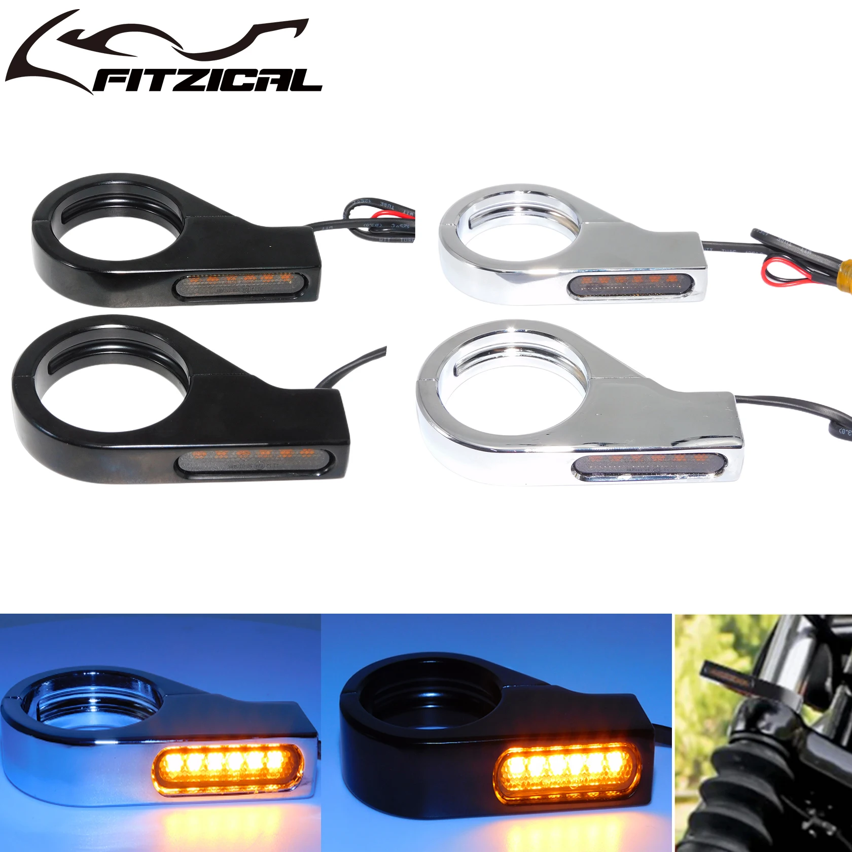 41 мм мотоциклетная янтарная светодиодная лампа вилочные трубки указатель