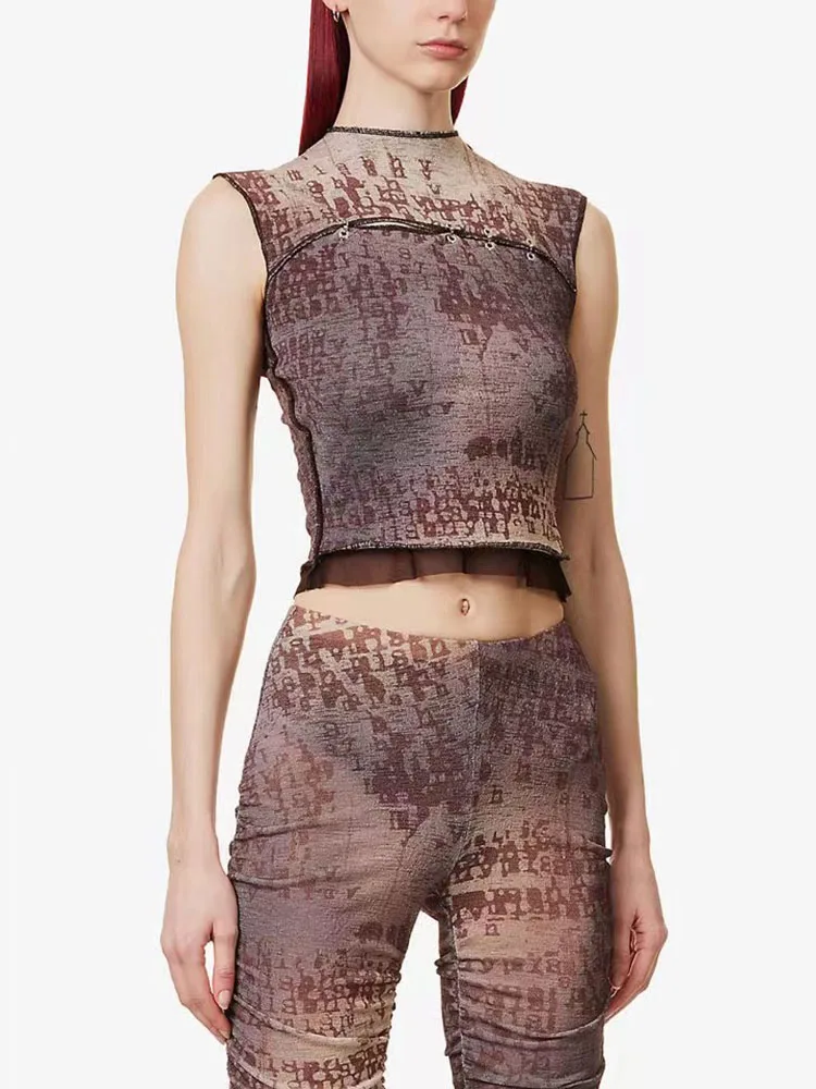 

Y2k летний женский тонкий топ без рукавов с принтом