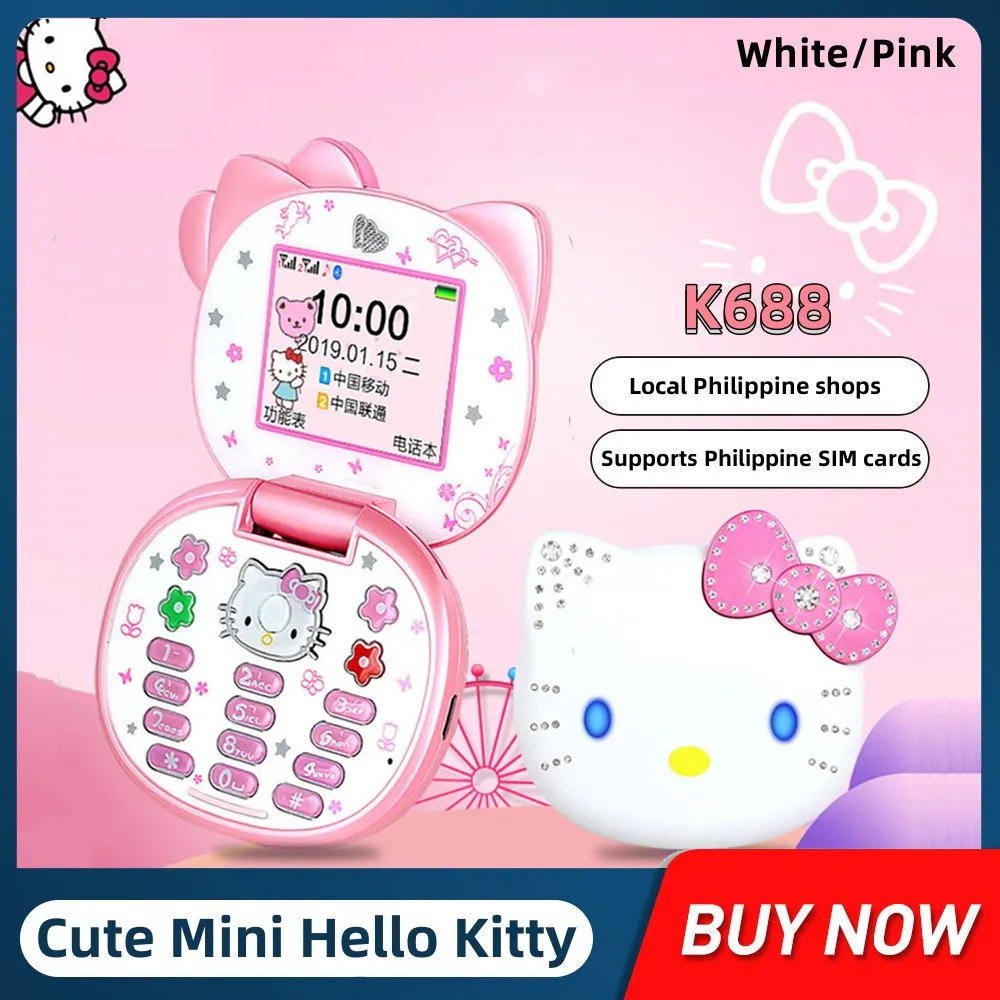 Cute Mini Girl Mobile Phone Quad Band Flip Cartoon Kids Children Dual Sim 2G GSM Keyboard Botton Unlocked CellPhone