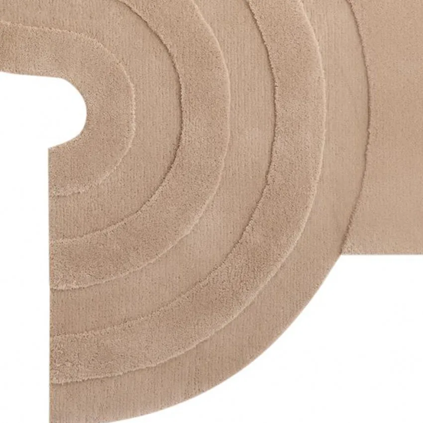 Уникальный асимметричный однотонный 3D шерстяной коврик ручной работы в