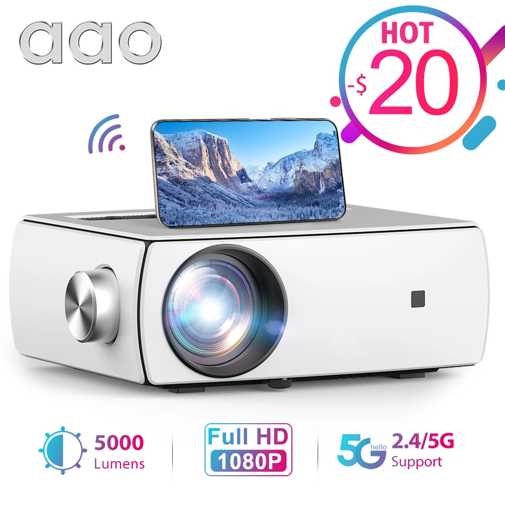  AAO YG430 Full HD Разрешение С Матрицей 1080P Мини и Портативный Проектор поддерживает  Dolby AC3 5ГГЦ WiFi 3D Домашний Кинотеатр 