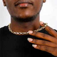 hip hop 7mm iced out cubic zircon cut cable link chain brass cuban necklace in goldsilver for men rapper jewelry