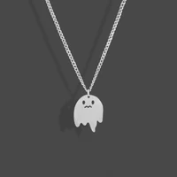 new simple ghost necklace pendant jewelry cute titanium steel design sweater clavicle chain wholesale jewelry