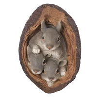 2022funny cartoon resin squirrel tree hole statue figurine ornaments for fairy garden gift outdoor decoration courtyard accessor