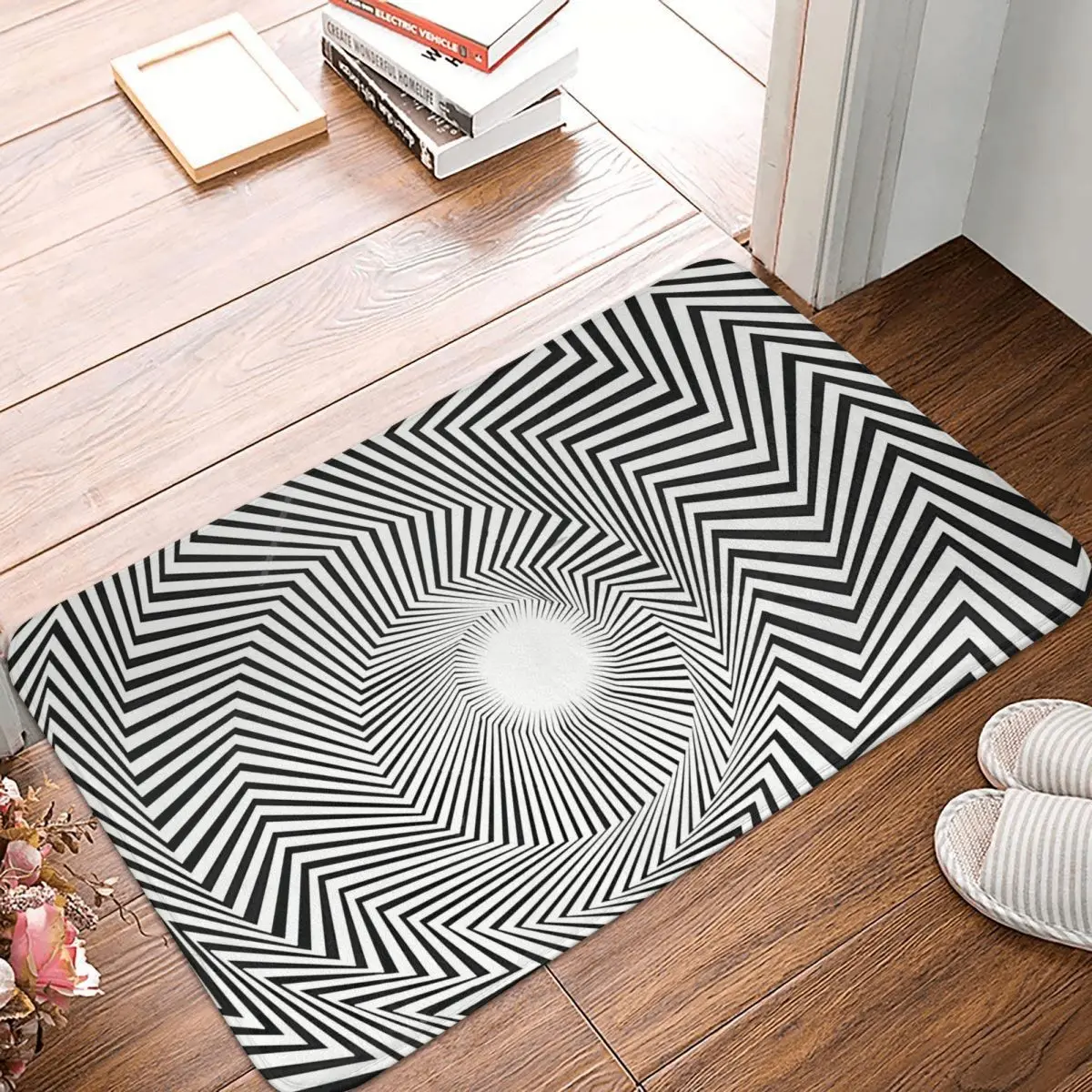 

3D Hole Three Dimensional Simulation Non-slip Doormat Spiral Zigzag Bath Kitchen Mat Prayer Carpet Indoor Pattern Decor