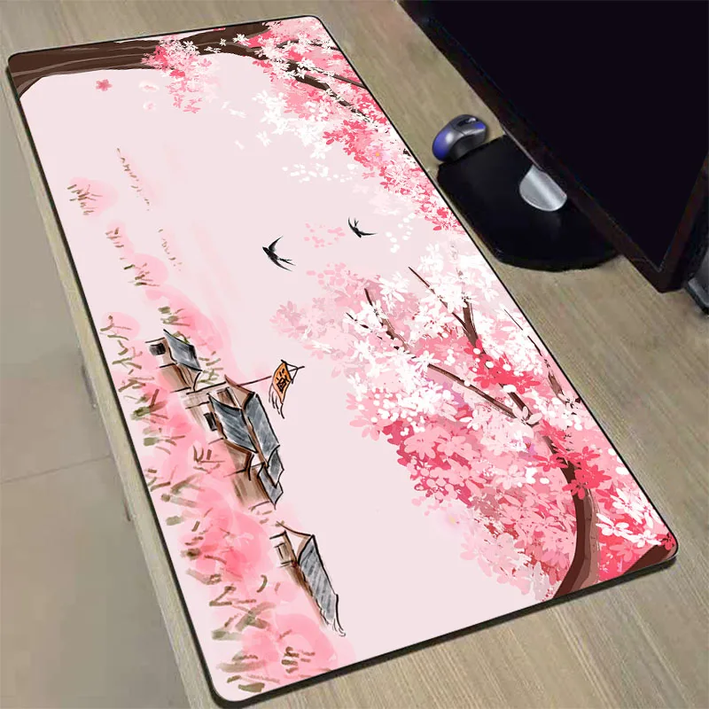 Pink Sakura Xxxl Mouse Pad Desk Pad Computer Carpet Mausepad Kawaii Office Accessories Keyboard Pc Gaming Laptop Deskmat Rugs
