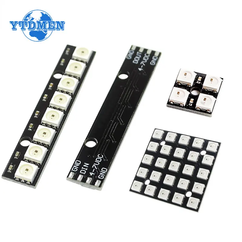 WS2812 5050 RGB светодиодный 4 бит 6 бит 8 бит 25 бит квадратная фотолампа, плата для разработки модуля драйвера, для дисплея Arduino