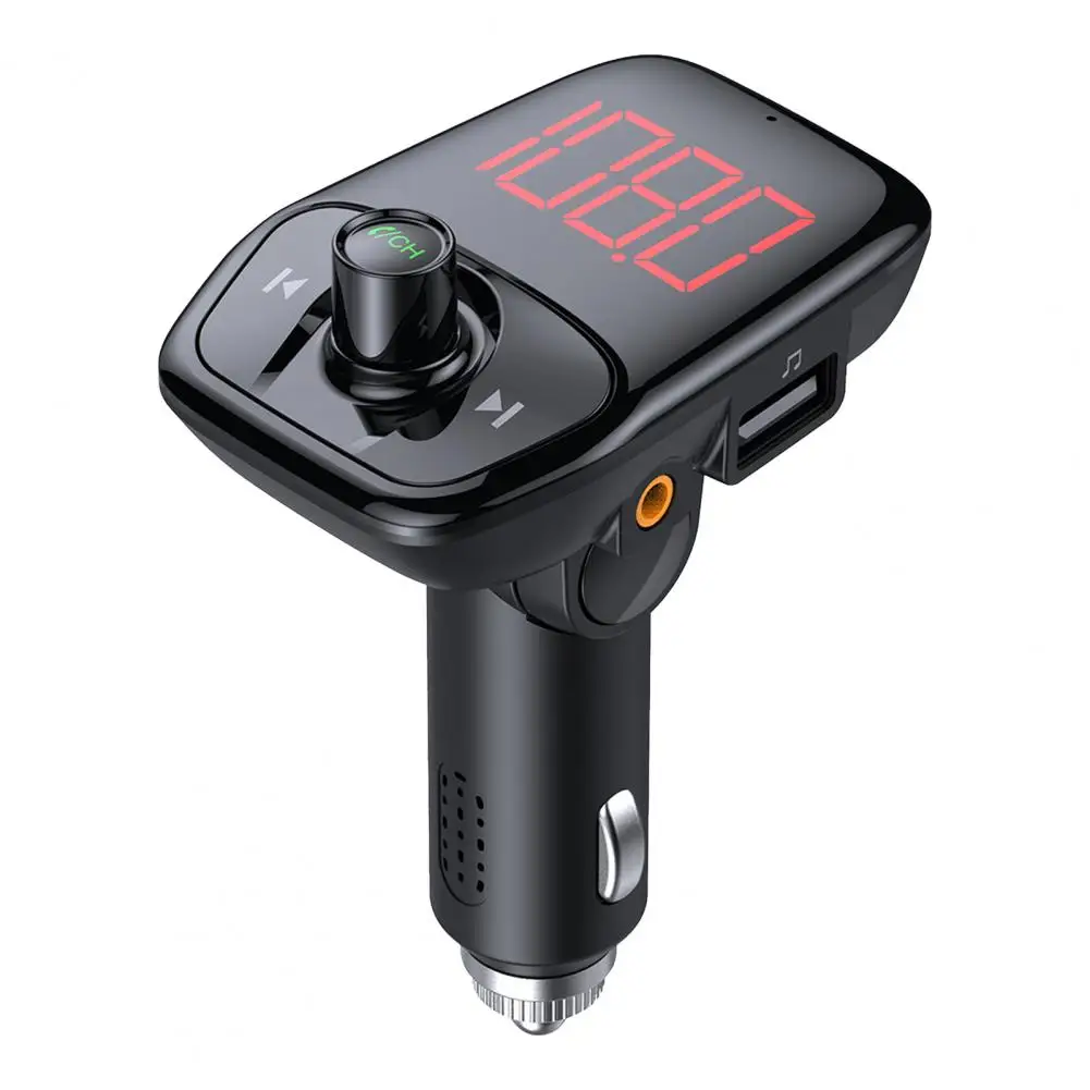 

T17 Bluetooth-compatible Player Handsfree Support U Disk TF Card Black Large Screen Display AUX MP3 Charger FM Modulator for Car