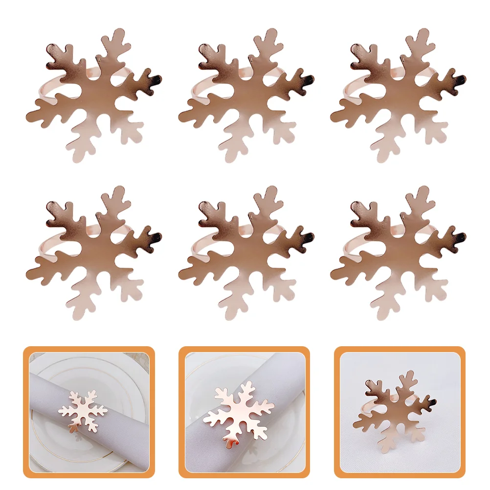 

Napkin Rings Buckles Holder Serviette Snowflake Christmas Ring Holiday Holders Metal Dinner Decoration Wedding Decorative Bands
