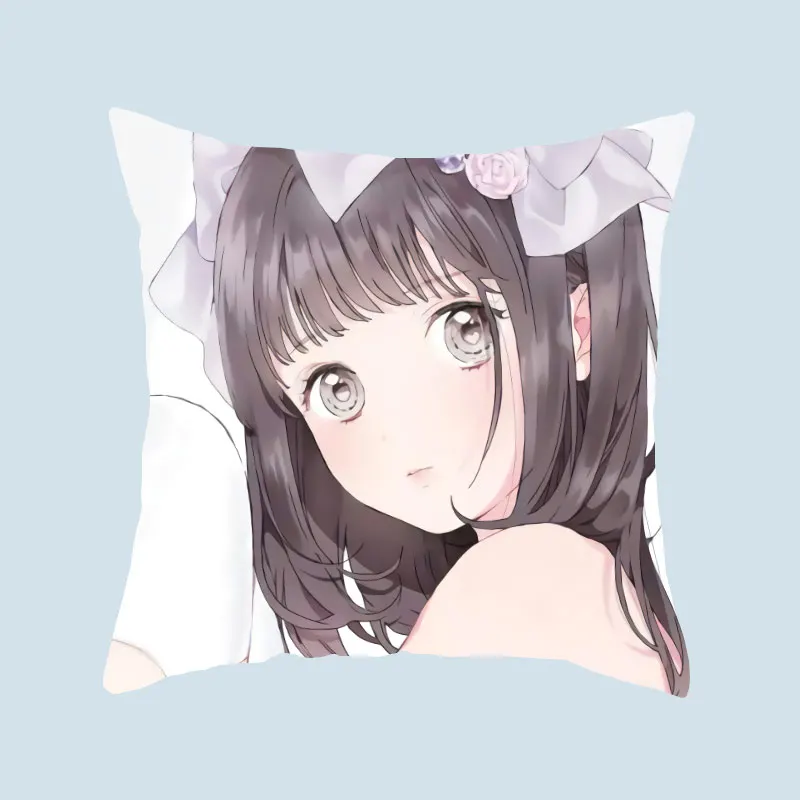 Cartoon Beauty Pattern Polyester Square Pillow Cushion Cover Car Sofa Office Chair Simple Home Decoration Ornament |