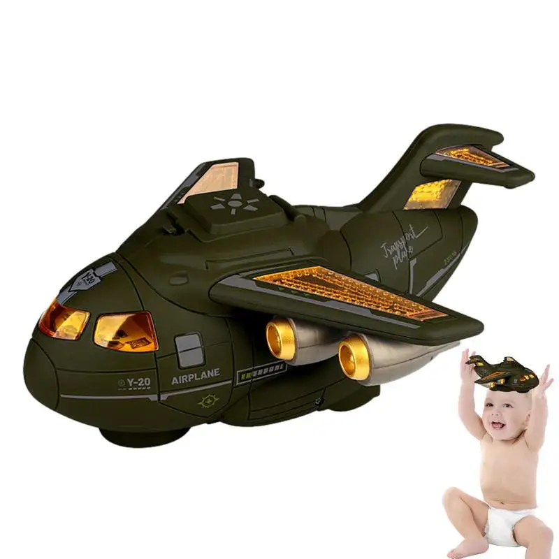 

Самолет-транспортировка детская с мини-танком, игрушка для мальчиков, переносчик самолета для малышей, игрушечный самолет со звуком света для