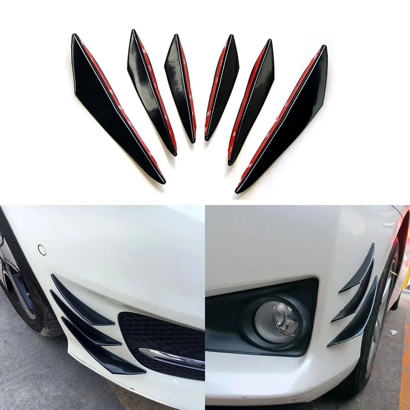 

6pcs/set Universal Front Bumper Lip Decoration Diffuser Splitter Fins Body Spoiler Canards Valence Chin Car Tuning Canard
