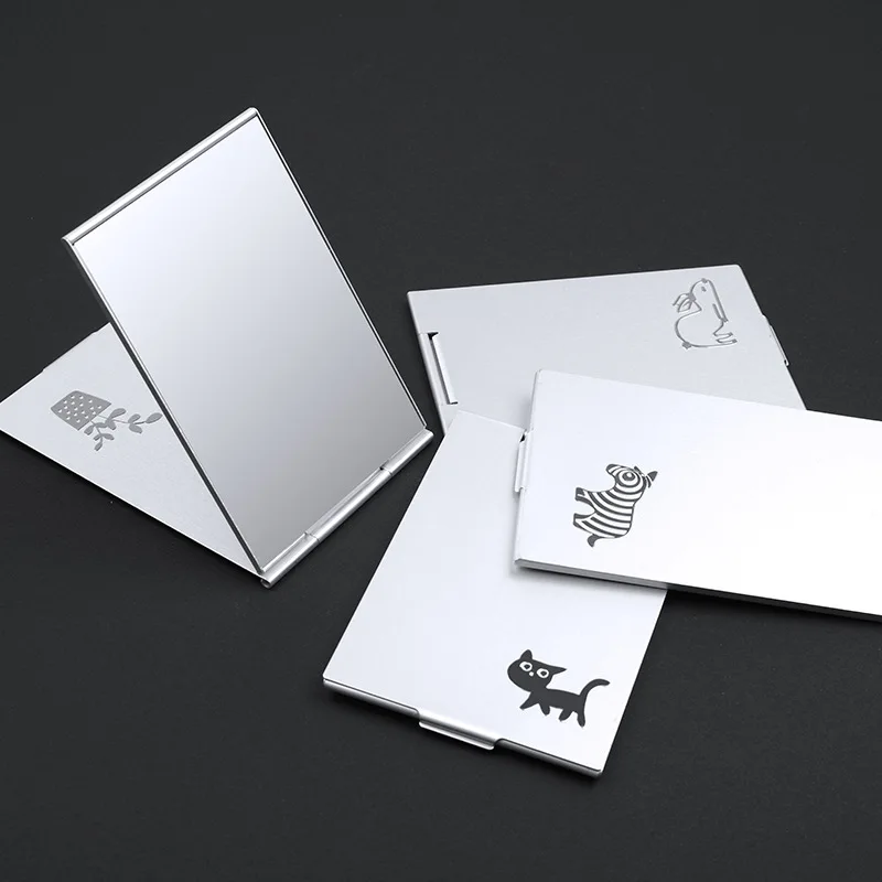 

Cute Folding Makeup Mirrors Simple High-quality Portable Vanity Mirrors No Led Light Single-side Creative Heart Mirror for Women