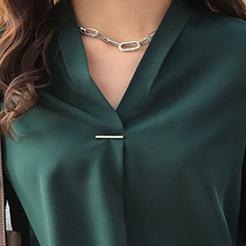 Женская шифоновая блузка с длинным рукавом элегантная белая Повседневная