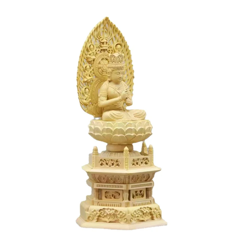 Фото Деревянная резная статуя Huangyang, домашняя офисная статуя Будды Fengshui, статуя сидящего лотоса, Декоративная скульптура, 1 шт. №5