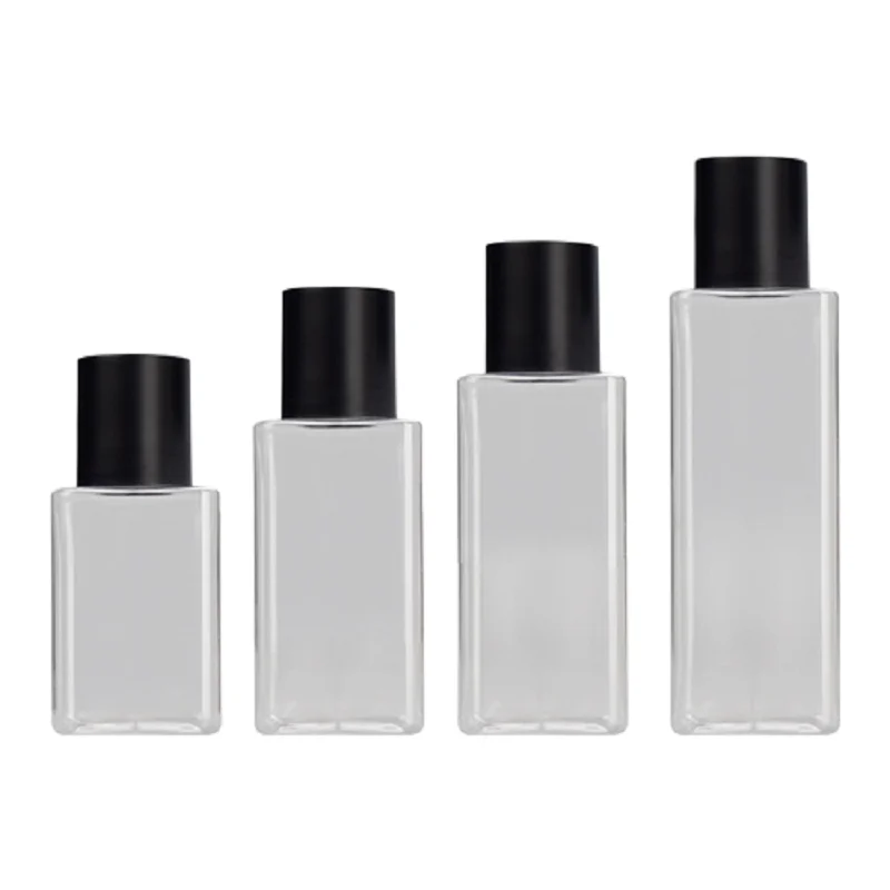 60 100 120 150ml Facial Toner Water Bottle Clear Square Pure Dew Cosmetic Container Lotion Cream Bottle Orifice Reducer 10pcs