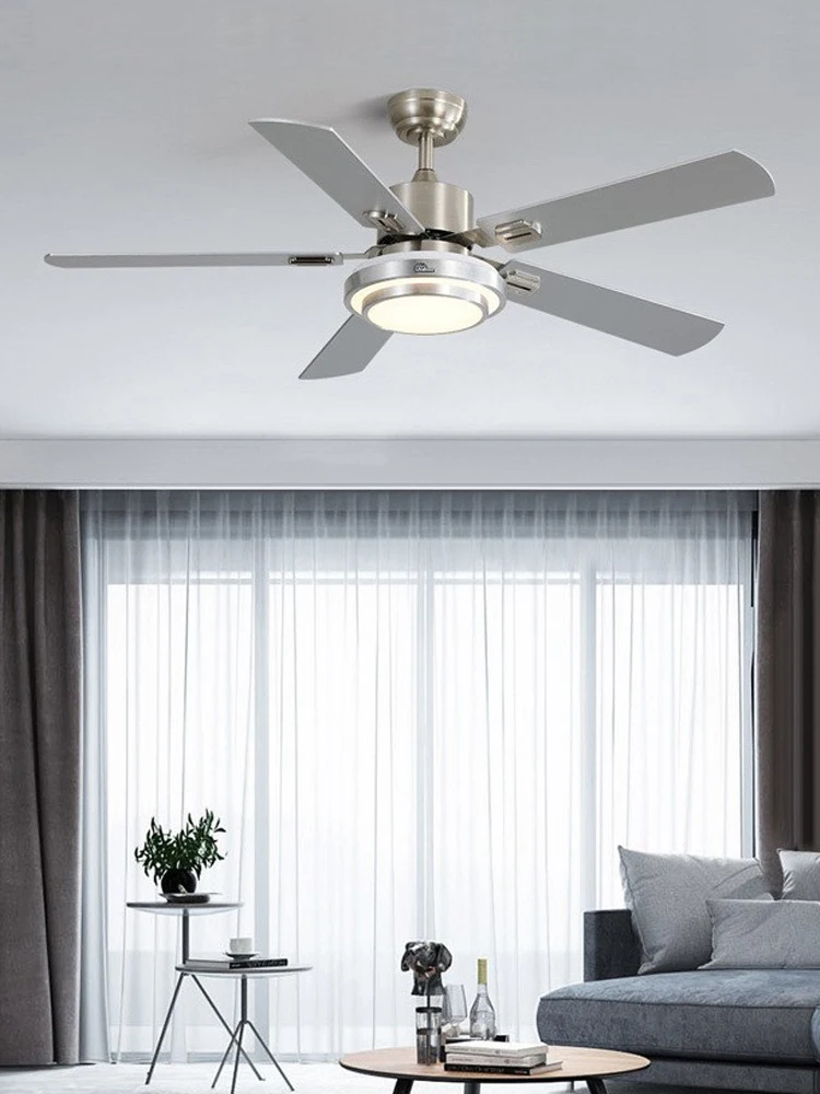 

LED Fan Light Strong wind Retro Restaurant Living Room Household Variable Frequency Fan Ceiling Light Integrated Fan Light