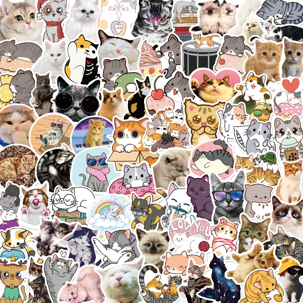 

50pcs Cute Cats Animal Graffiti Stickers Cartoon Decals Kids Toy DIY Diary Suitcase Scrapbook Phone Laptop Bike Sticker