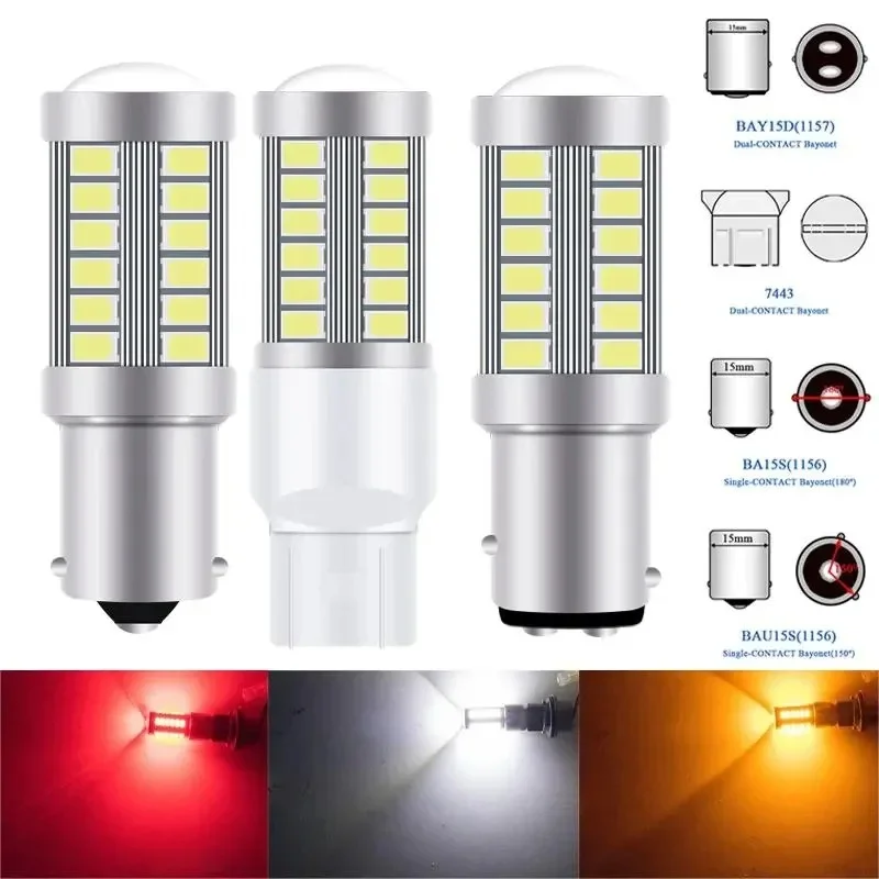 

2 шт. PY21W P21 5 Вт 1156 Ba15s 1157 Bay15d 33 SMD светодиодные автомобильные вспышки стоп-сигналы фонари заднего хода