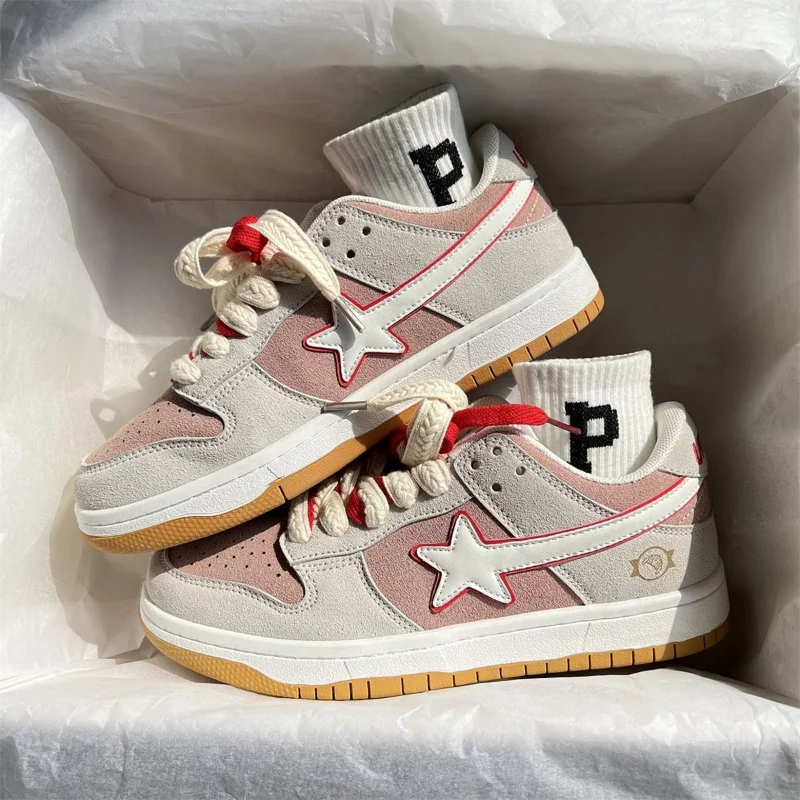 SHANPA Green Fashion Summer Women Sneakers Star Pattern Flat Vintage Casual Shoes Breathable Vulcanized Lace-Up Ladies Shoes New