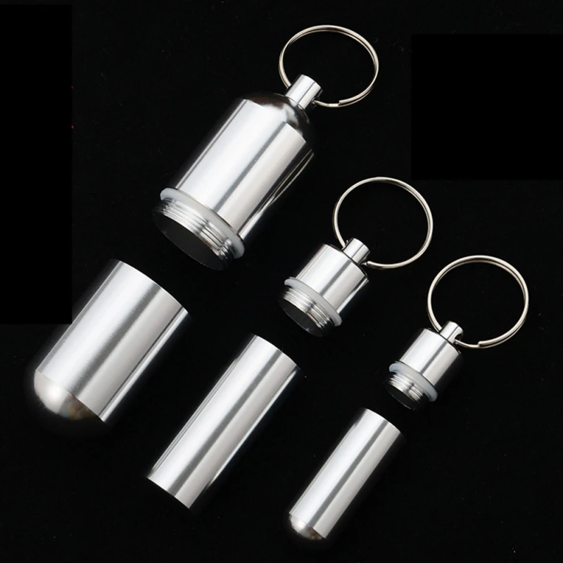 Waterproof Aluminum Pill Box Case Bottle Cache Drug Holder for Traveling Camping Container Keychain Medicine Box Health Care