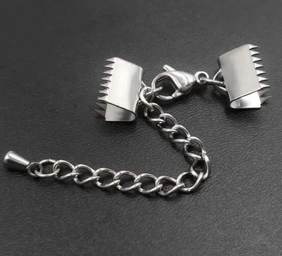 Seasha 10Sets 304 Stainless Steel Metal Jewelry Making DIY Ribbon Wide Clips Clasps for Necklace Bracelet End Terminators