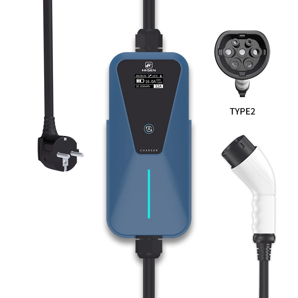 

Type1/Type2 16A 240V 3.84KW Single-Phase Portable EV Charger Cable Adjustable Electric Vehicle Charging Suit For All EV Car