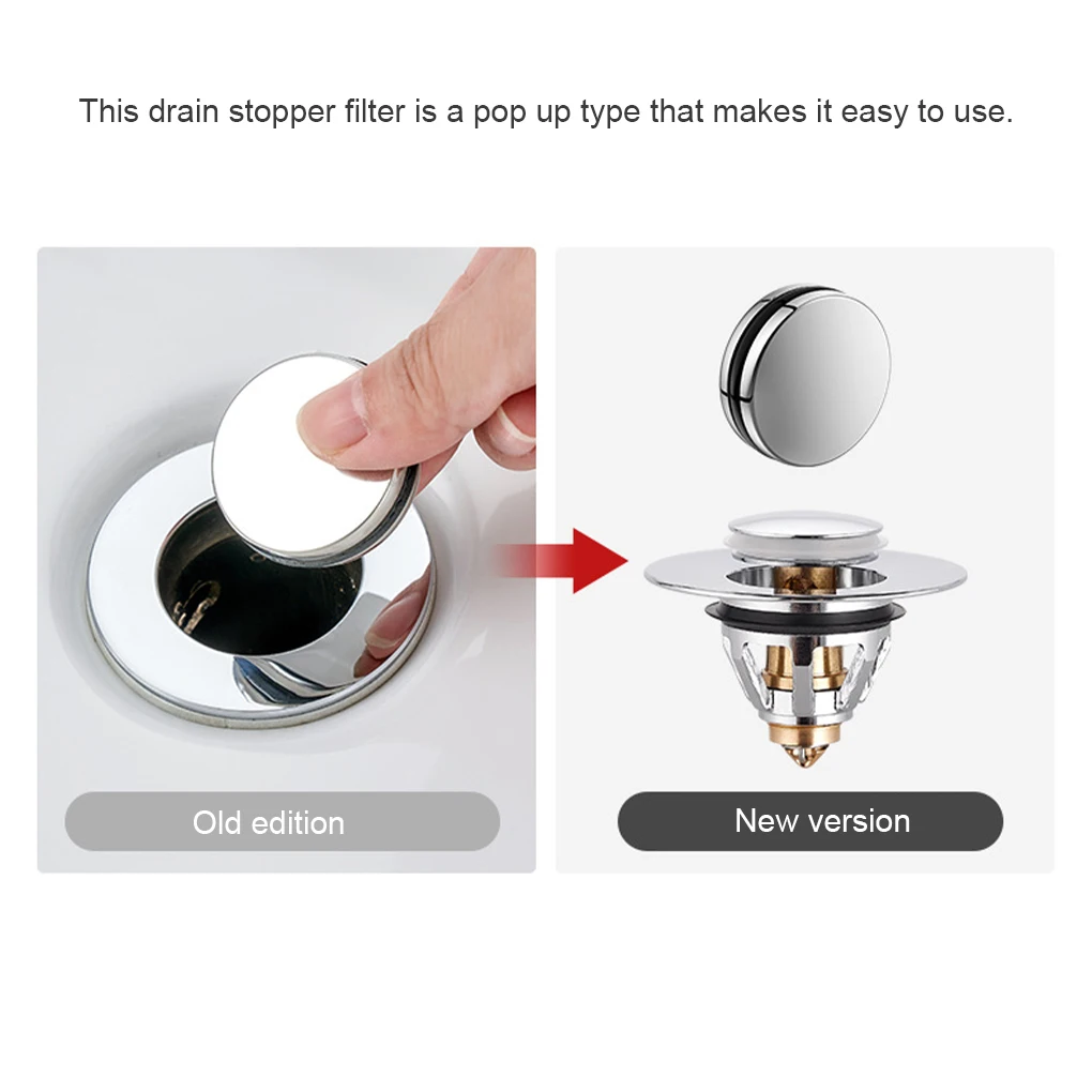 

Drain Filter Wash Basin Pop Up Hair Catcher Sink Push Type Drain Stopper Filter Kitchen Bathroom Accessory