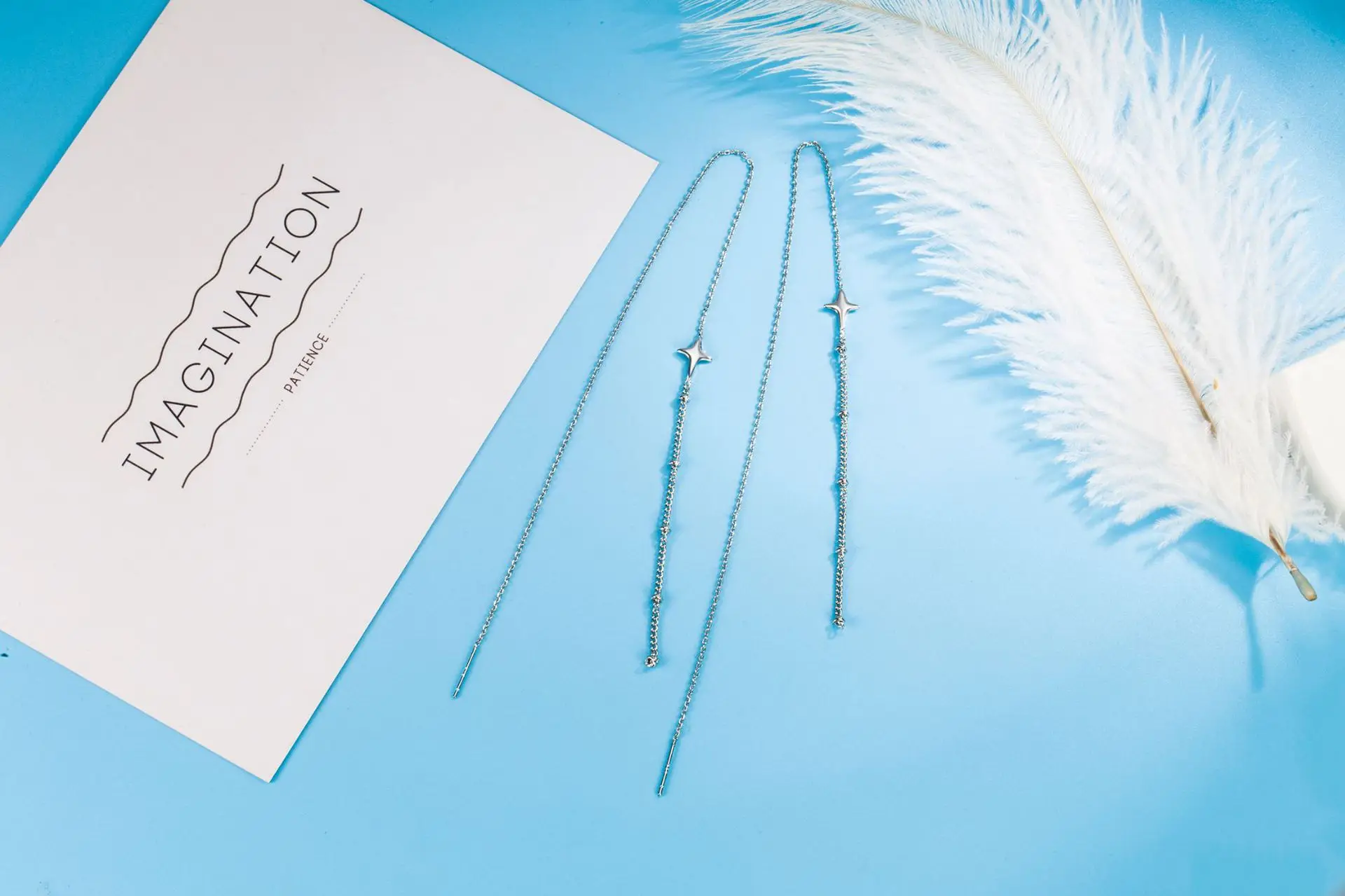 S925 SilverNew 2023 Ladies Genuine Sweet Long Beads Star Chain Ear Line Earring For Women Wedding Jewelry Gift For Women Girl